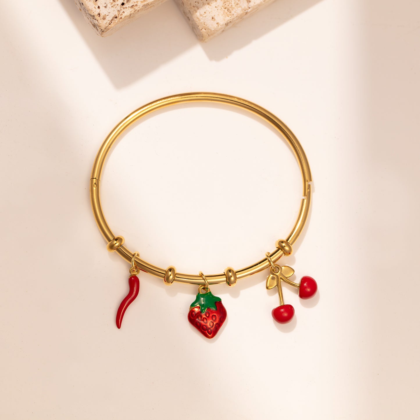 Scarlet Cherry Charm Bracelet