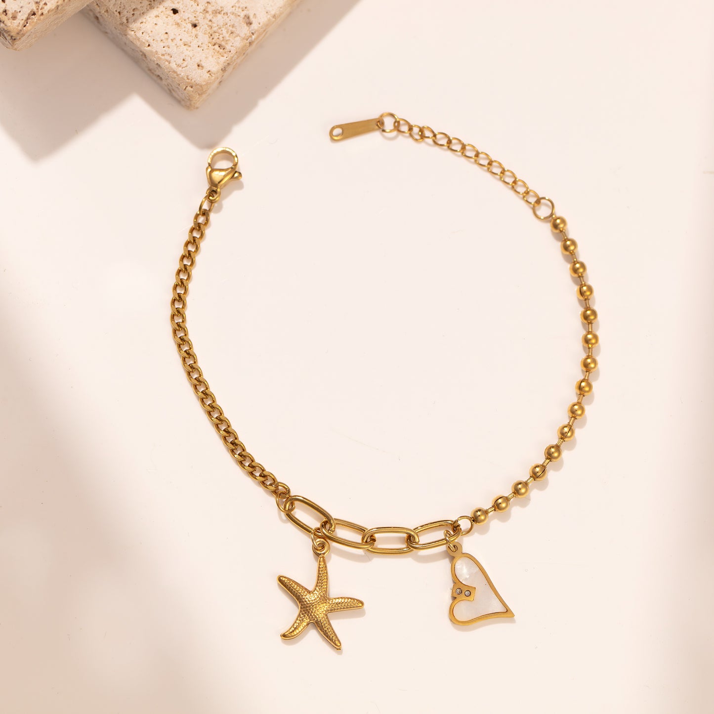 Starfish Heart Charm Bracelet